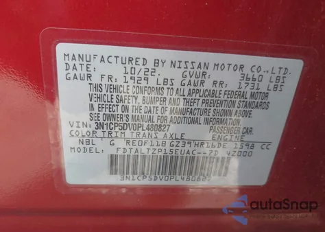 2023 Nissan Kicks Sr Xtronic Cvt from USA, damaged, VIN 3N1CP5DV0PL480827